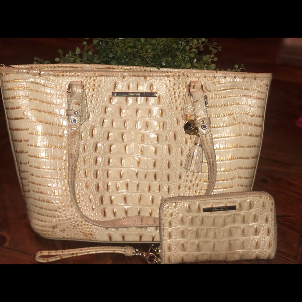 Cream/Nude Brahmin purse and wallet